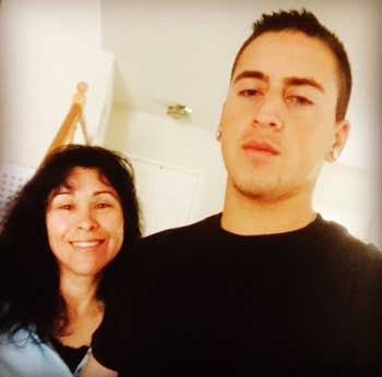 Nikko Ortiz with his mother
